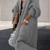 Cardigan de damă lung relaxat cu buzunare elegant moale
