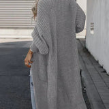 Cardigan de damă lung relaxat cu buzunare elegant moale