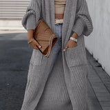 Cardigan de damă lung relaxat cu buzunare elegant moale