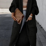 Cardigan de damă lung relaxat cu buzunare elegant moale