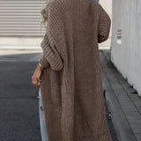 Cardigan de damă lung relaxat cu buzunare elegant moale