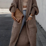 Cardigan de damă lung relaxat cu buzunare elegant moale