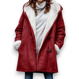 Jachetă de damă mini cu buzunare cu glugă casual modern