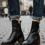 Botine de damă din piele ecologică cu căptușeală cu talpă cu toc clasic moale