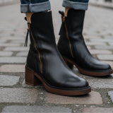 Botine de damă din piele ecologică cu căptușeală cu talpă cu toc clasic moale