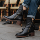 Botine de damă din piele ecologică cu căptușeală cu talpă cu toc clasic moale