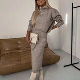 Set de damă de iarnă lejer maxi uni casual confortabil călduros moale