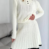 Set de damă tricotat mini casual elastic elegant